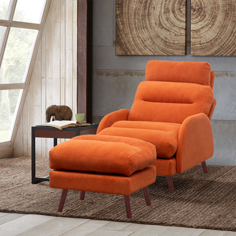 Kathryn 60cm Wide Velvet Ergonomic Recliner, Orange