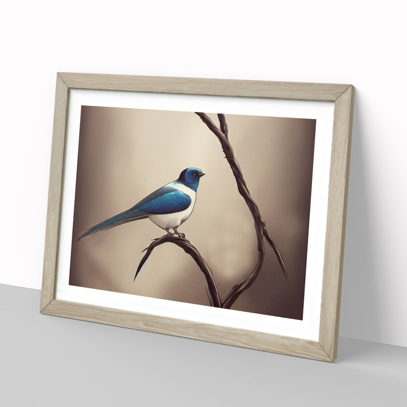 Shining Swallow Bird - Framed Print, 46cm H x 64cm W x 2cm D, Oak
