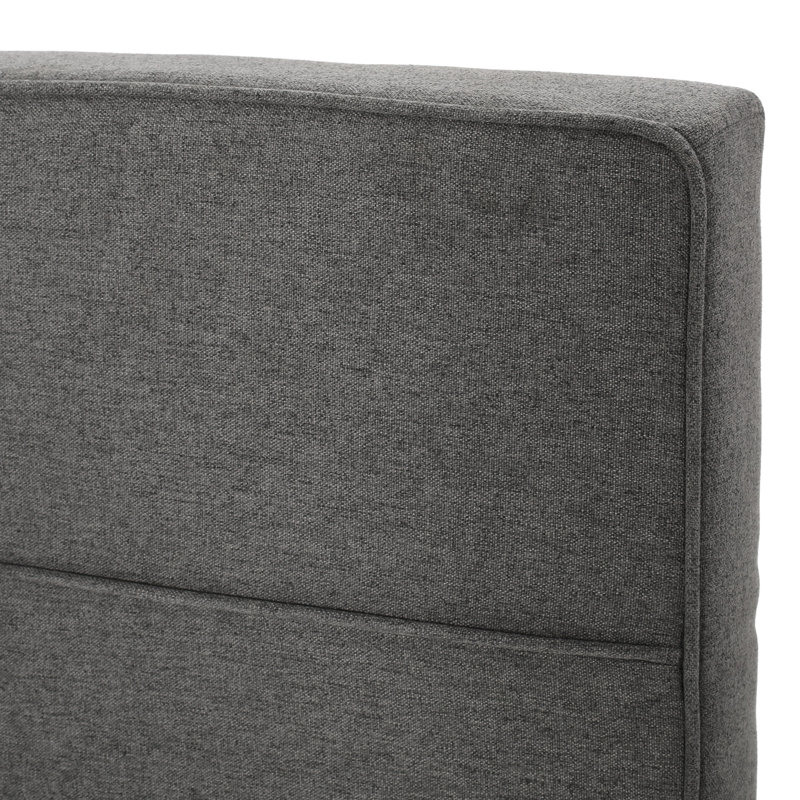 Stylish King/ King Headboard: Waffle Stitch, Piped Edges, Adjustable 48.5 - 53 Inches, Charcoal Grey Upholstered Bed Accessory Elegant Sized Stitching, Borders,