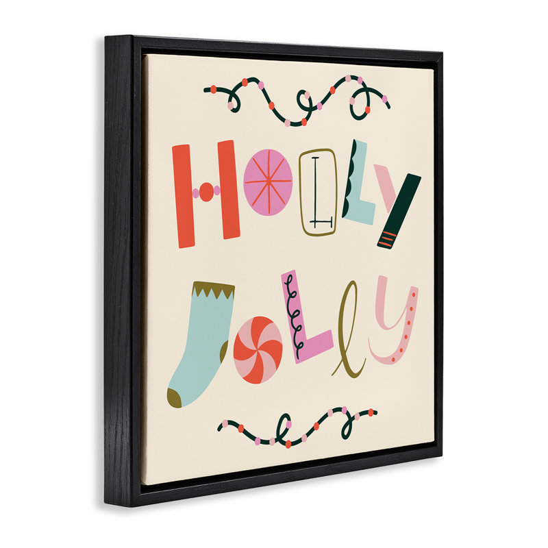 Cadre flottant Holly Jolly Eclectic Holiday, design par Sazerelli Designs, Cadre flottant noir de jais, H 18 po x l 18 po