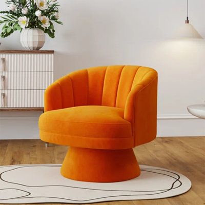 Fauteuil demi-tonneau pivotant en velours Murrow