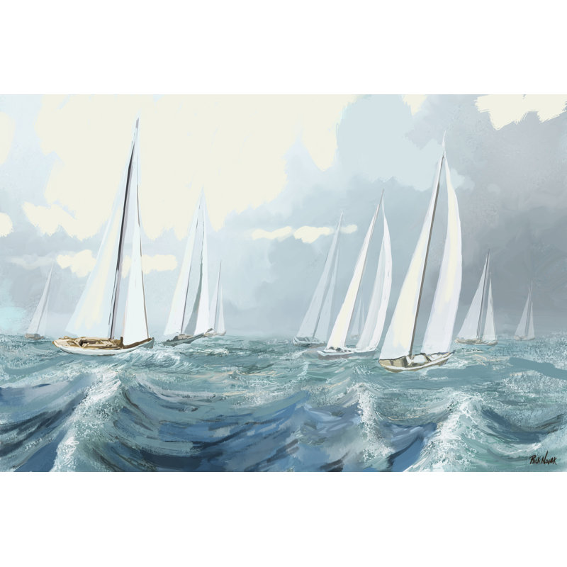 Sailing Ships I by Rick Novak - Painting on Canvas, Wrapped Canvas, 51cm H x 76cm W