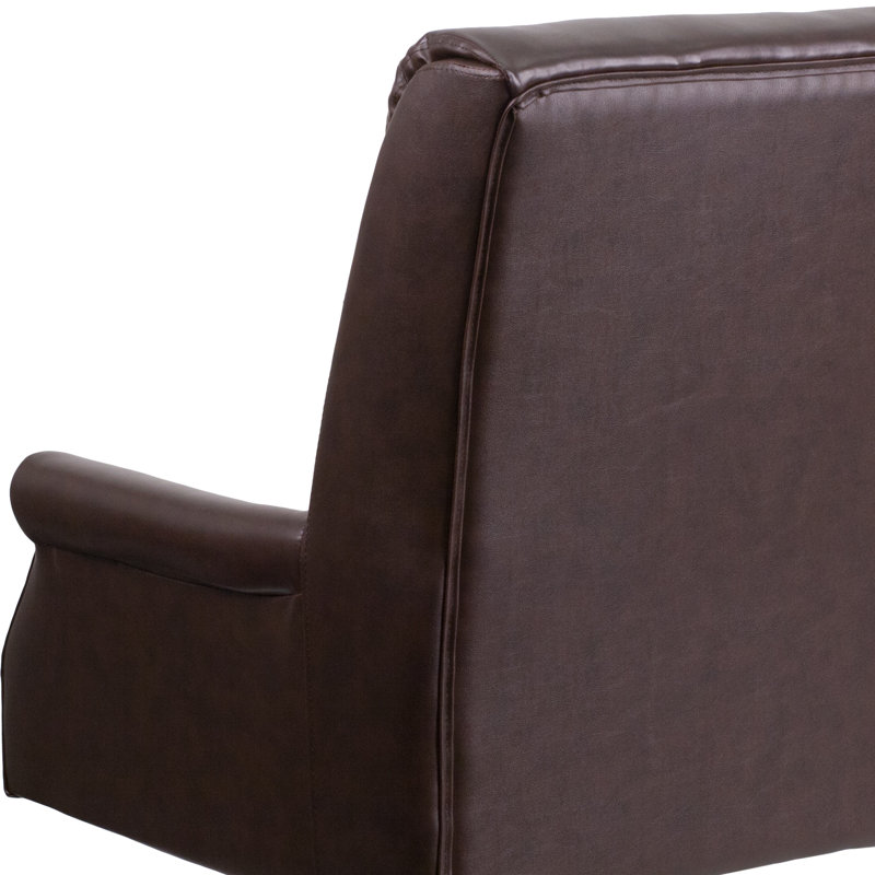 Fauteuil de bureau pivotant à dossier haut avec accoudoirs LeatherSoft, Brun