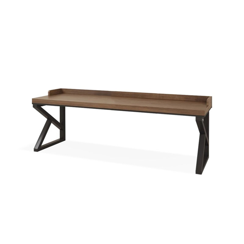 Black+Tan Rectangular Solid Wood desks, 29.53" H x 70.87" W x 23.62" D