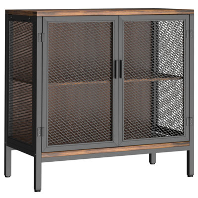 Storage Sideboard,Small Home Wine Cabinet Bar for Liquor and Wine (31.4 Inch, Rustic Brown)