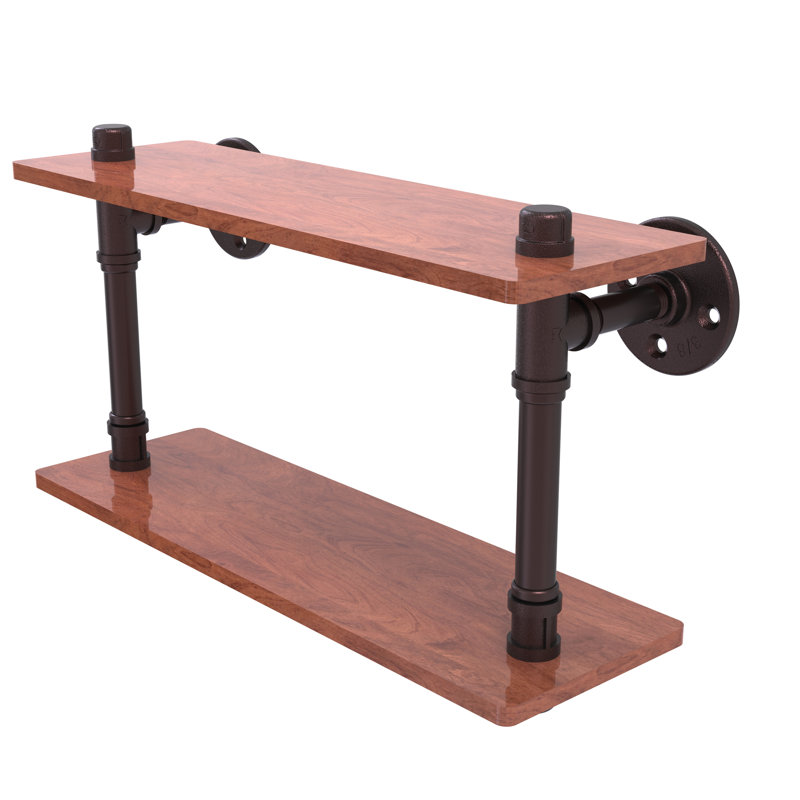 Bayer 2 Piece Solid Wood Tiered Shelf, Antique Bronze, 9.4" H x 16" W x 5.6" D