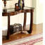 Table de luxe en cerisier foncé avec tablette ouverte et rangement en verre biseauté