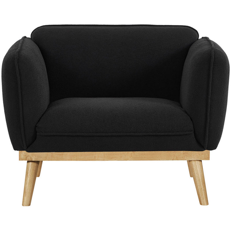Chaise bouclée en tissu 40,5 po Nolita, Tissu bouclé noir