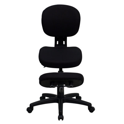 Woodmansee Mobile Ergonomic Kneeling Posture Task Office Chair with Back in Fabric -  Symple Stuff, 3B960DE7484A434BB4AACA175B92D7A3