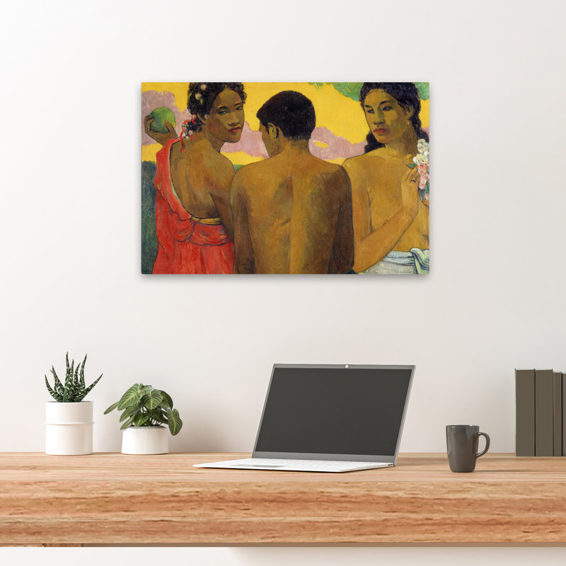 Trois tahitiens - musée post-impressionniste, H 16 po x l 24 po