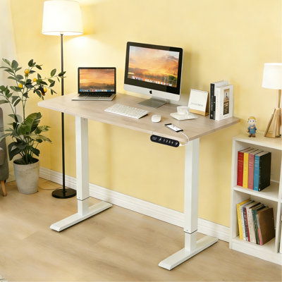 Bureau pour travailler debout en chêne 48 "24", réglable en hauteur avec fonction de collision et de charge rapide