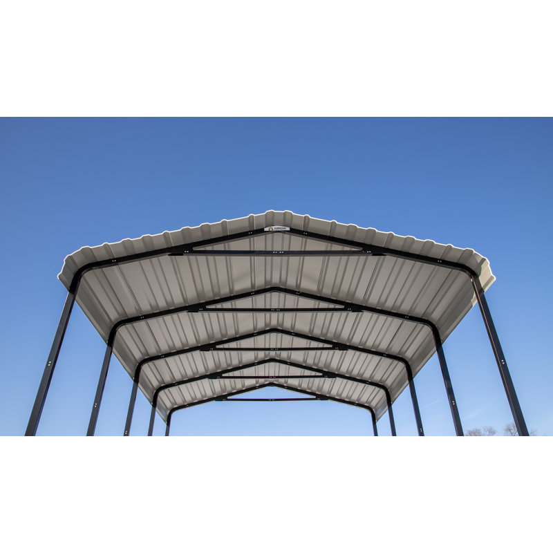 Charcoal Galvanized Steel Peak Roof Carport Kit, 14' x 24'