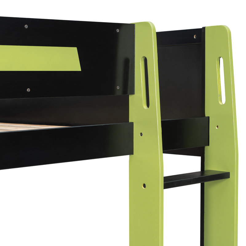 Lit mezzanine de jeu peu encombrant, structure en bois avec bureau RVB, design moderne