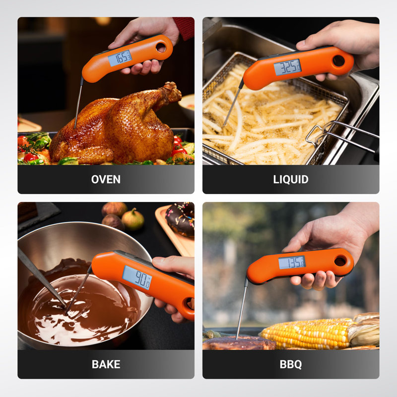 Professional Meat Thermometer Digital, Ultra-Fast 0.5 Sec Instant Read, NIST Certified ±0.5°F Accuracy, 100% Waterproof, Auto-Rotating Backlit Display, Lift-To-Wake, For BBQ/Candy