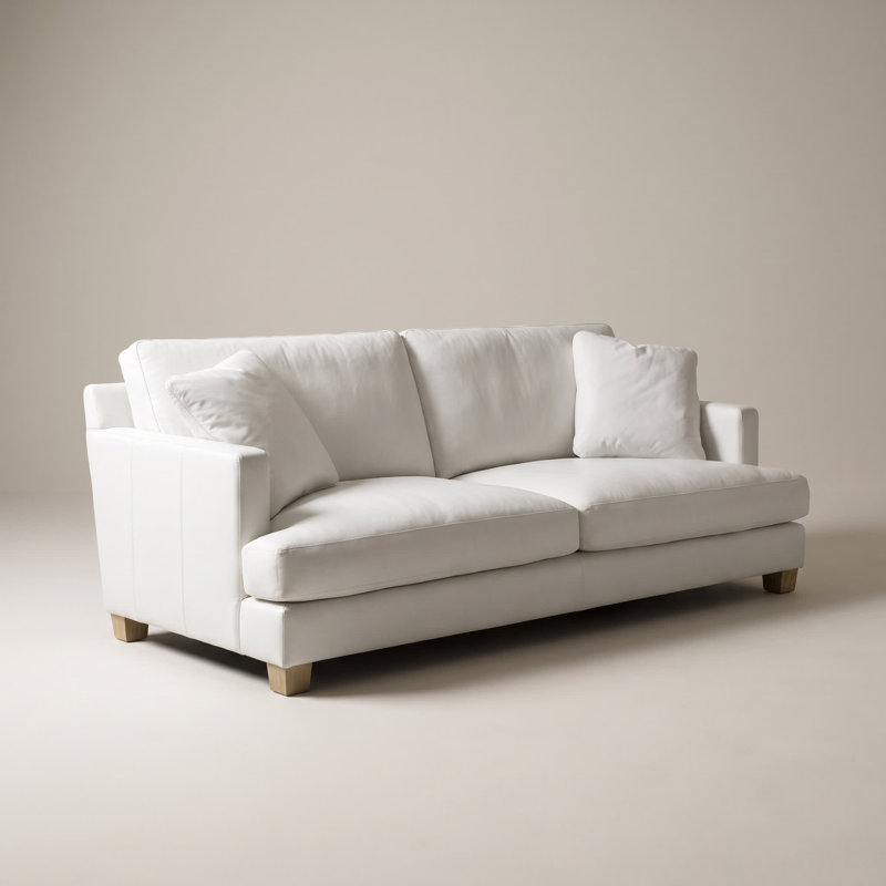 Canapé classique en cuir souple blanc de 90 po Classic 