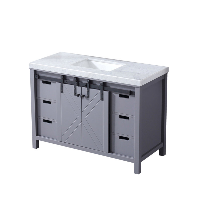 Marsyas 48" Dark Gray Single Vanity with Carrara Marble Top