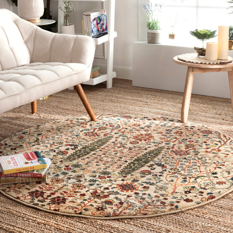 Marianna Floral Indoor Rug, Round 5'