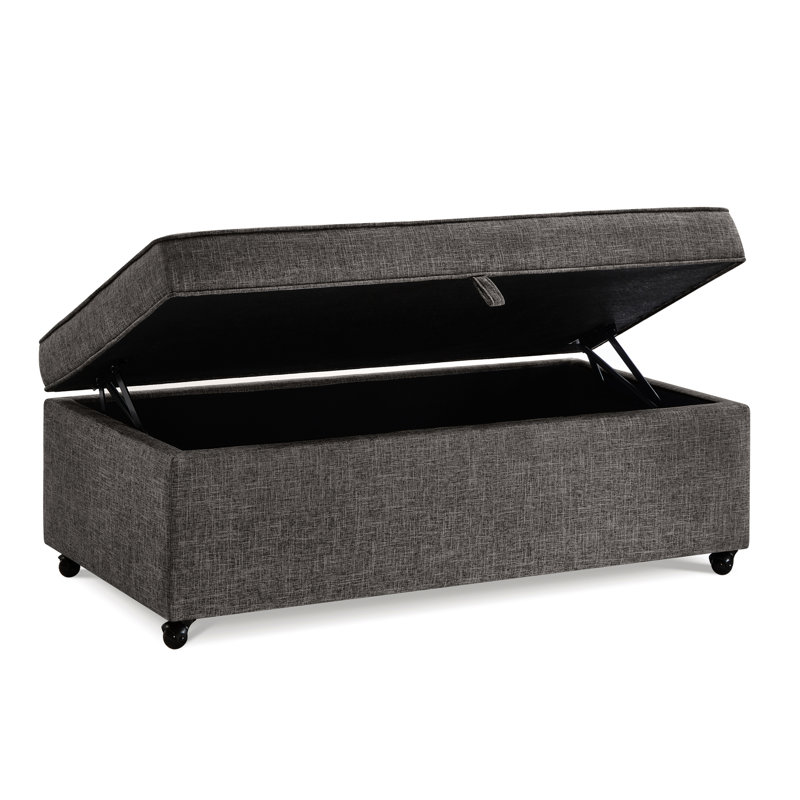 Grand banc contemporain avec rangement, rotation à 360 degrés, charnières à quincaillerie fonctionnelle, banc de rangement de conception américaine de 45 po x 24 po x 17,5 po, siège double, mousse interne à haute densité Tb117