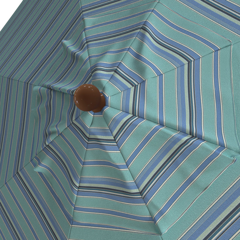 Parasol de patio en bois 11 pi, Rayures bleues