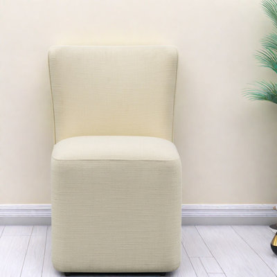 Chaise de salle à manger mobile moderne, rembourrée de crème, conception compacte pour la maison et la cuisine