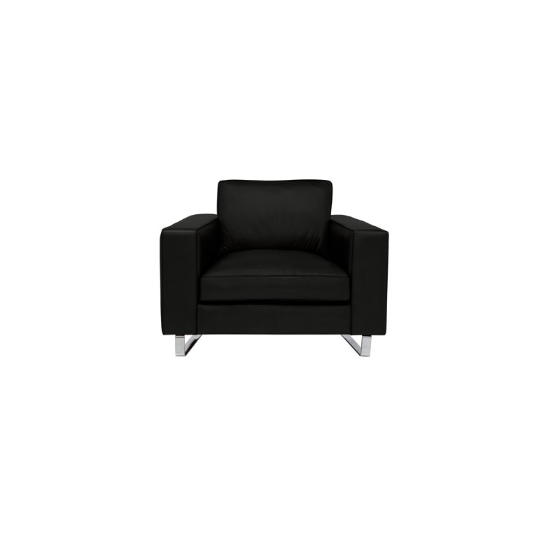 Soho Leather Armchair, Onyx (Dreamer), Stainless Steel