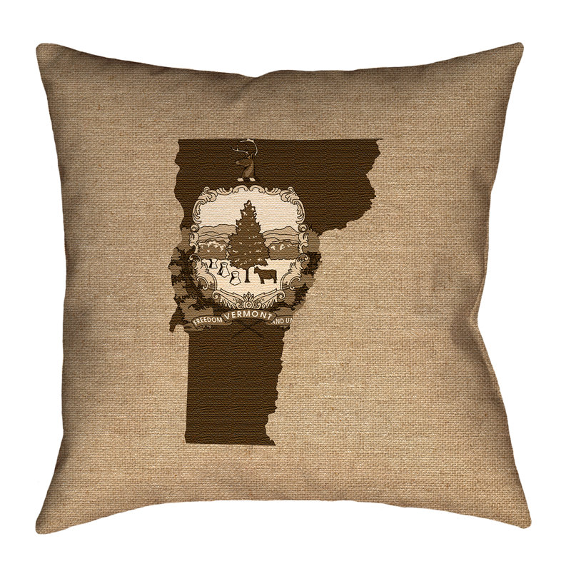 Coussin de drapeau Vermont Katelyn Smith, 40 po x 40 po, Sépia