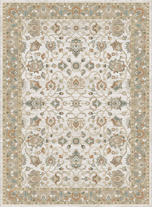 Grasmick Scarlett Ivory Traditional Oriental Area Rug, Rectangle 5'3" x 7'2"