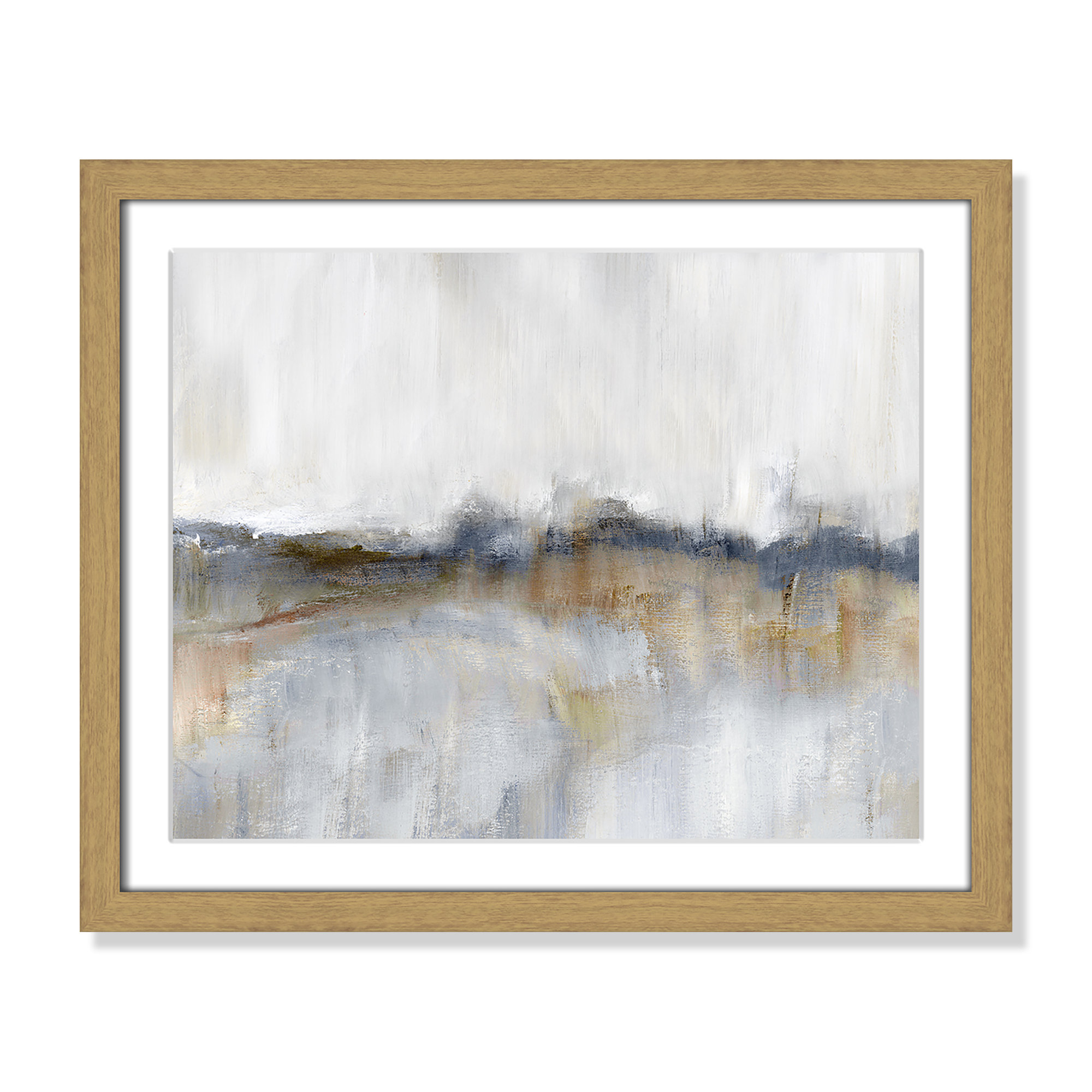 Autumnal Tide by Nan, 16" H x 19" W x 0.75" D, Natural Framed