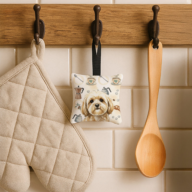 Ornement suspendu en tissu crème Lhasa Apso, Lhasa Apso Cream
