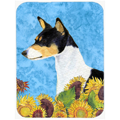 Basenji and Sunflower Glass Cutting Board