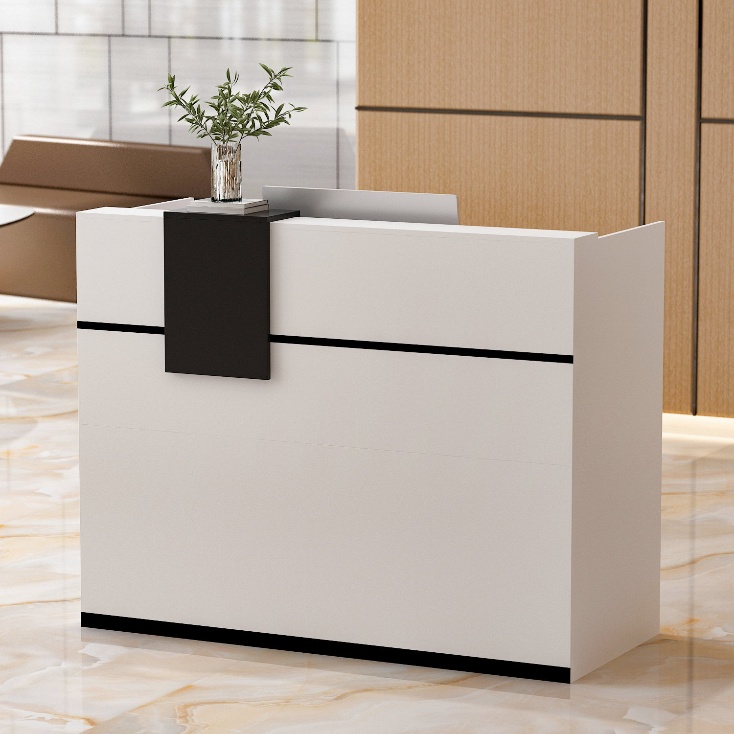 Latitude Run® Rectangular Wood Reception Desk & Reviews | Wayfair