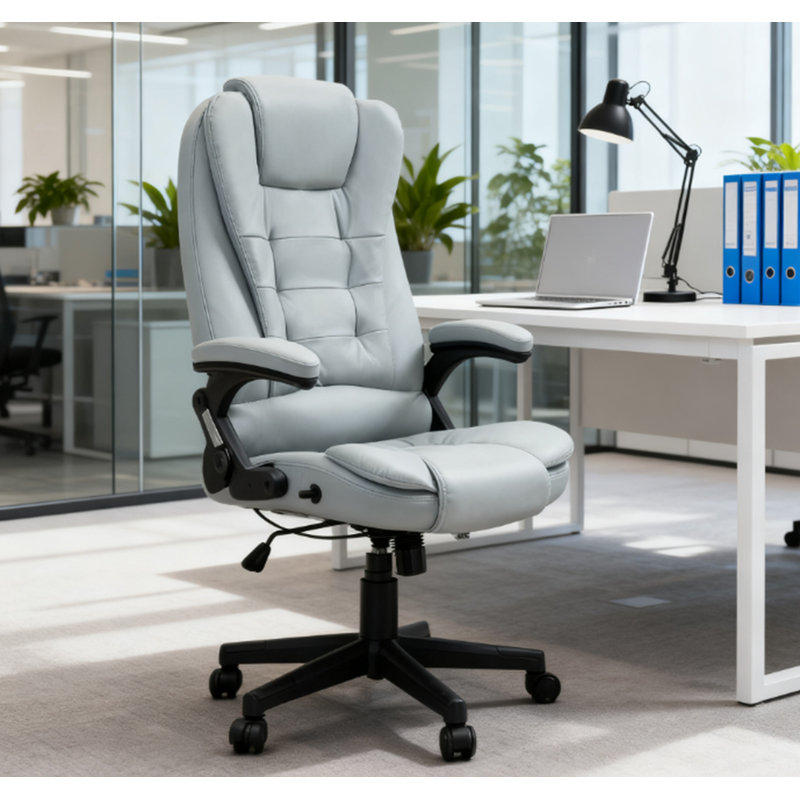 Microfiber Massage Desk Chair,Vibrating Massage Office Chair With Heat With Reclining Backrest, Microfiber / Microsuede