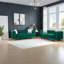 Compression Sofas Set, Green Velvet Wood Frame Modern Living Room