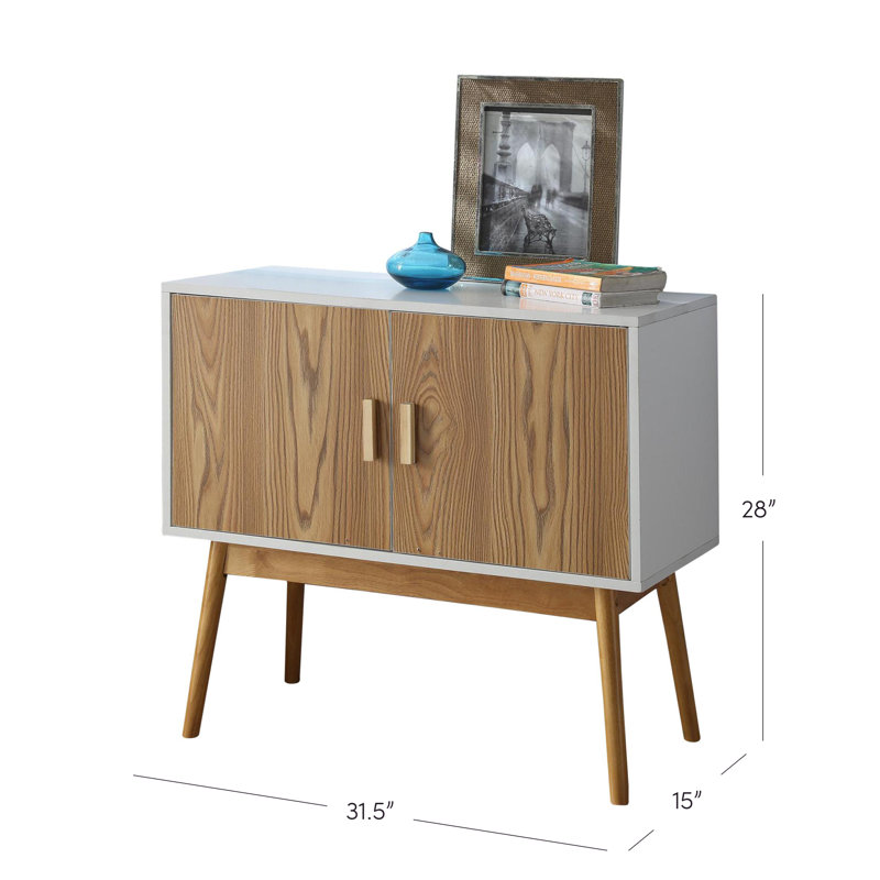 Asten Storage Console with Cabinet and Shelves, White