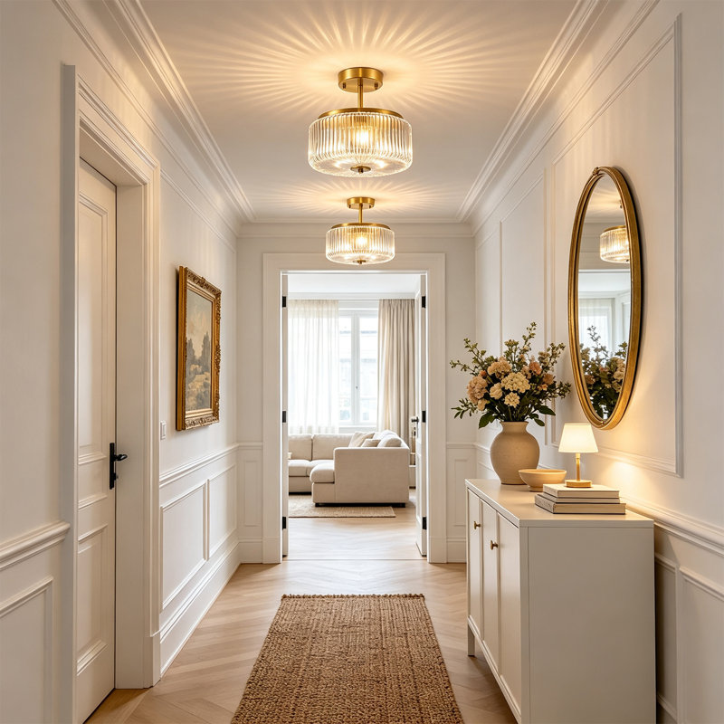 11.8in Vintage 3 - Light Semi Flush Mount Ceiling Light