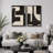 Mid Century Shape "Modern Black & Cream Geometric Shape Artwork, Classy Abstract Neutral Wall Pictures, Framed Canvas Giclée Print 2 Pieces Wall Art" 16x24x2 pcs, 24x36x2 pcs-91068978-91068976