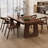 Nut-brown Rectangular Solid Wood Dining Table-966397286