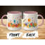 Kids Drawing Style 11oz Accent Mugs – Ceramic Coffee Cup with a Pink Handle and Interior