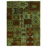 Flatweave flatweave New Zealand Wool Green Area Rug