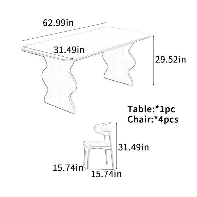 Log Cream Style Solid Wood Dining Table, 29.52" H x 62.99" L x 31.49" W