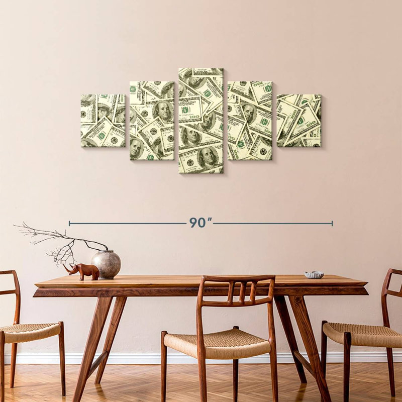 Billets de cent dollars, H 36 po x l 80 po