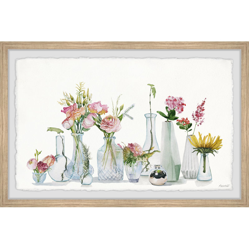 Etched Glass Bottles - Single Picture Frame Painting, 20 cm H x 30 cm W