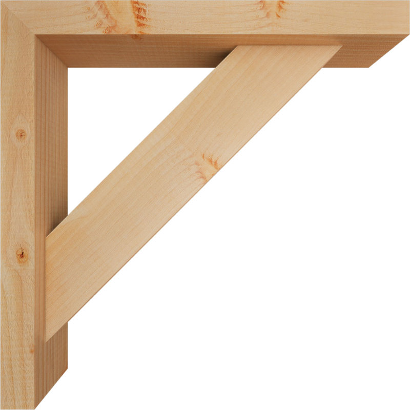 Traditional Block Bracket w/ Offset Brace, 18 x 18, 3 1/2"W Douglas Fir (Smooth)