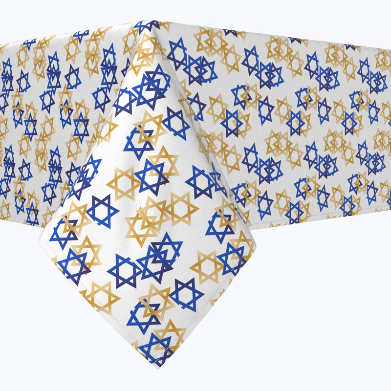 Geometric Hanukkah Tablecloth, 60" x 60", Star of David
