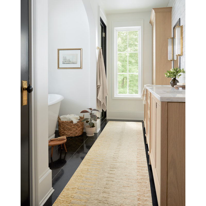 Hand-Tufted Wool Runner Rug in Dove and Santa Fe Stripe
