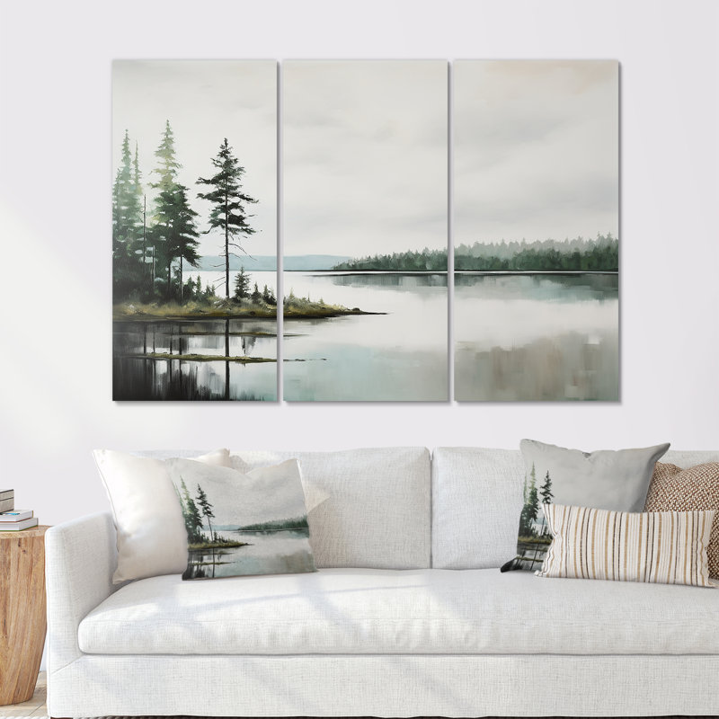 «Scandinavian Lake Tranquility III - River», ensemble d'art sur toile, Toile tendue, H 28 po x l 36 po x P 1 po