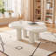 Table basse Cloud, table à thé minimaliste crème avec pieds en PVC 39,4 po, table centrale moderne en forme de nuage pour le salon