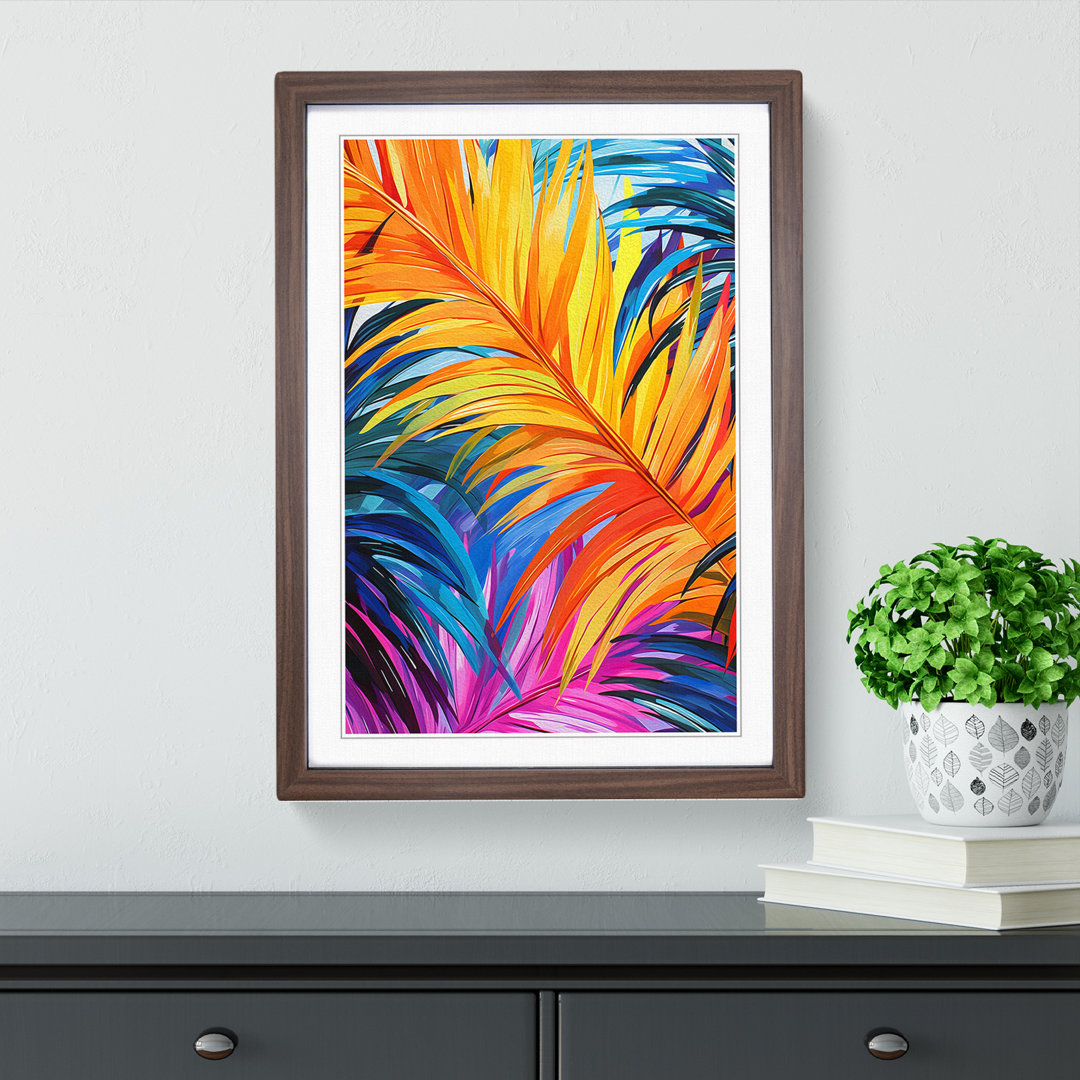 Palm Leaf Pop - Single Picture Frame Print on Wood