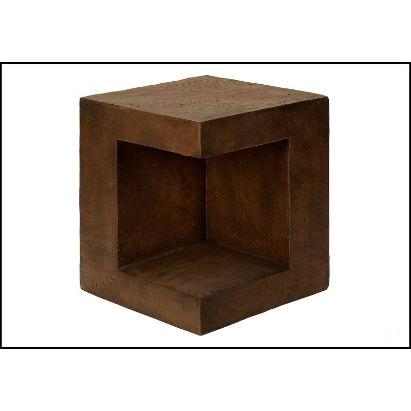 Table d'appoint contemporaine en noyer, hauteur de 25 pouces, utilisation intérieure / extérieure, table de chevet polyvalente ou table de bout avec découpe et tablette inférieure