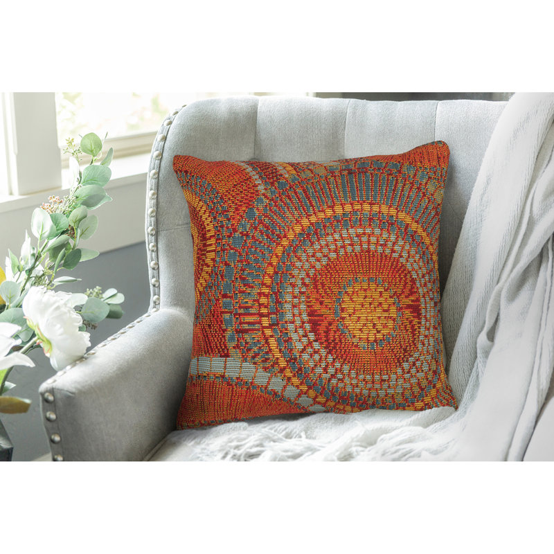 Marina Circles Indoor/Outdoor Pillow 18" X 18", Orange